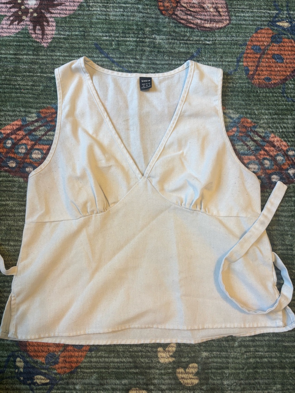 SHEIN Cream Wrap Tank with Side Ties